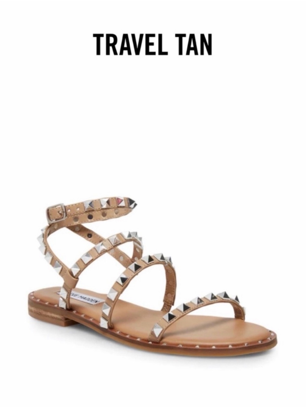 Steve Madden Travel Tan Studded Strappy Sandal